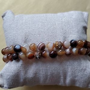 Set of 2 Tiger Eye Couples Beaded Bracelets